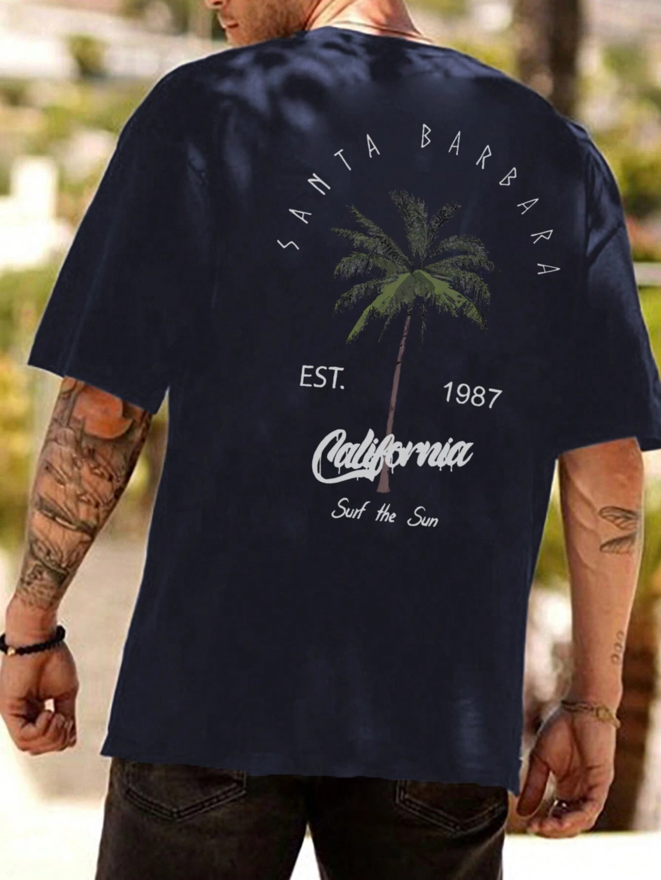 Men Coconut Tree & Letter Graphic Tee