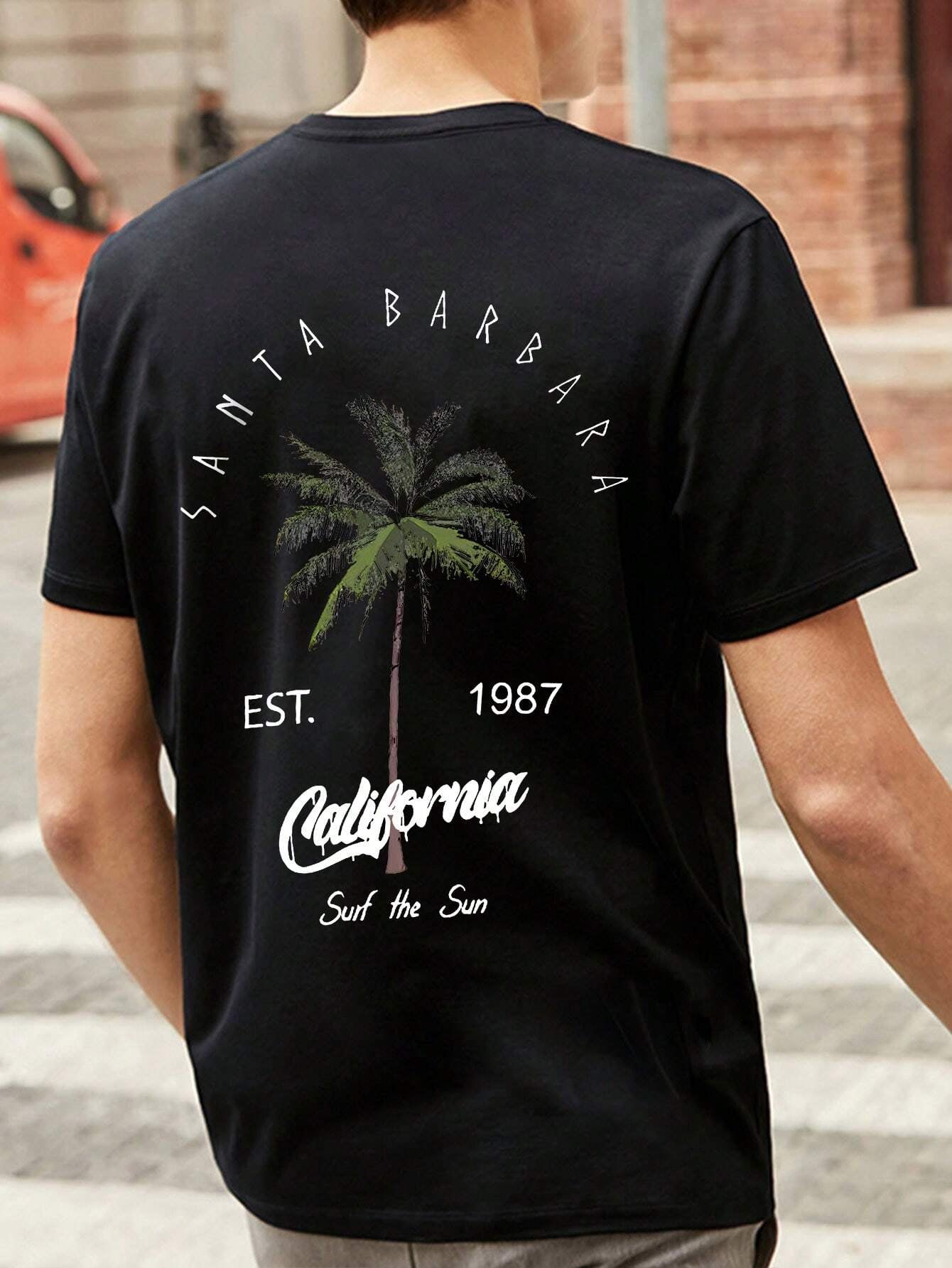 Men Coconut Tree & Letter Graphic Tee