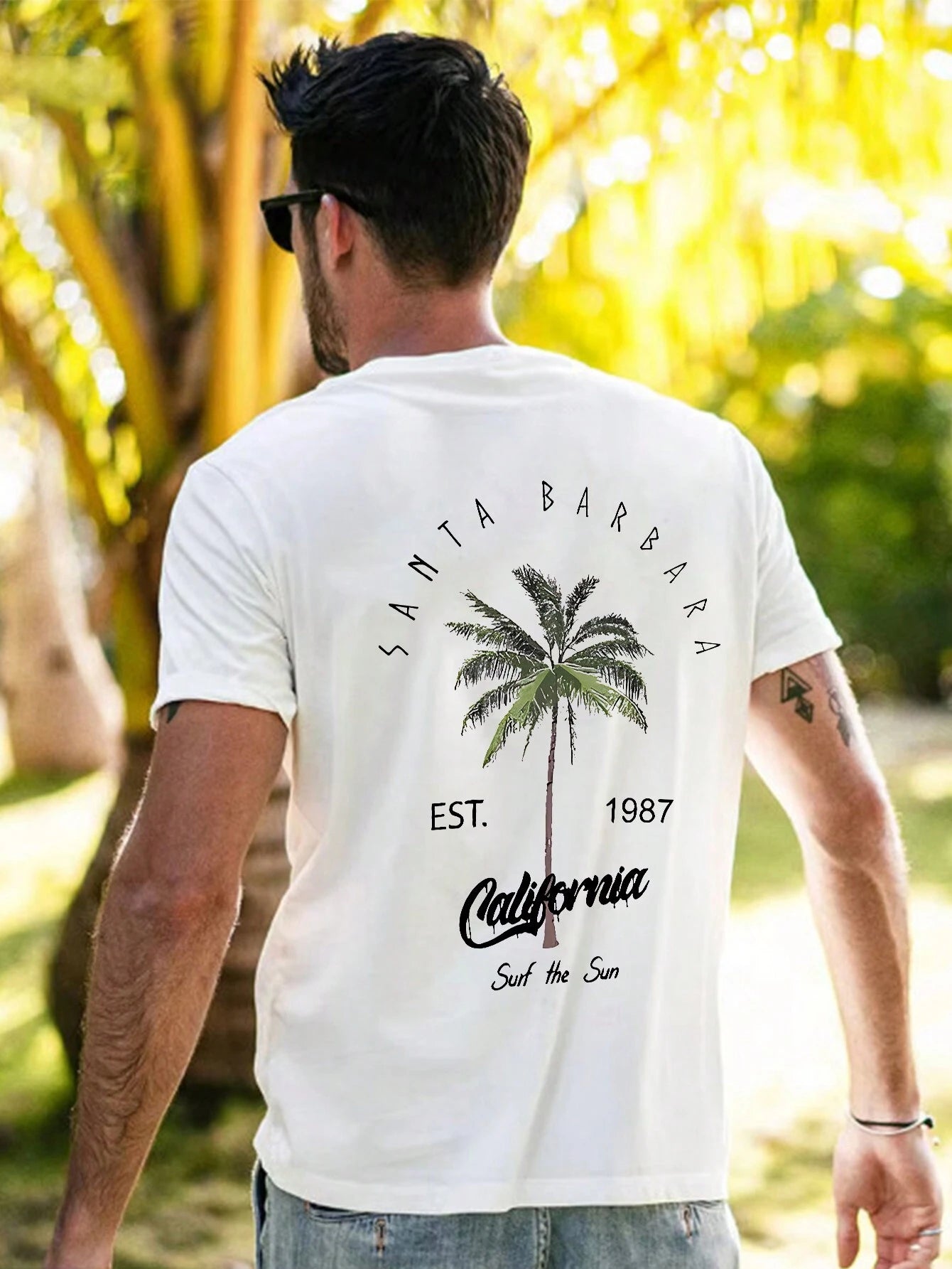 Men Coconut Tree & Letter Graphic Tee