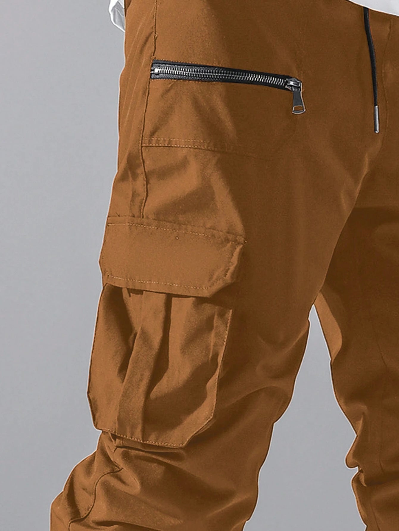 Manfinity Loose Fit Men'S Cargo Pants with Flap Pockets, Side Drawstring and Elastic Waist