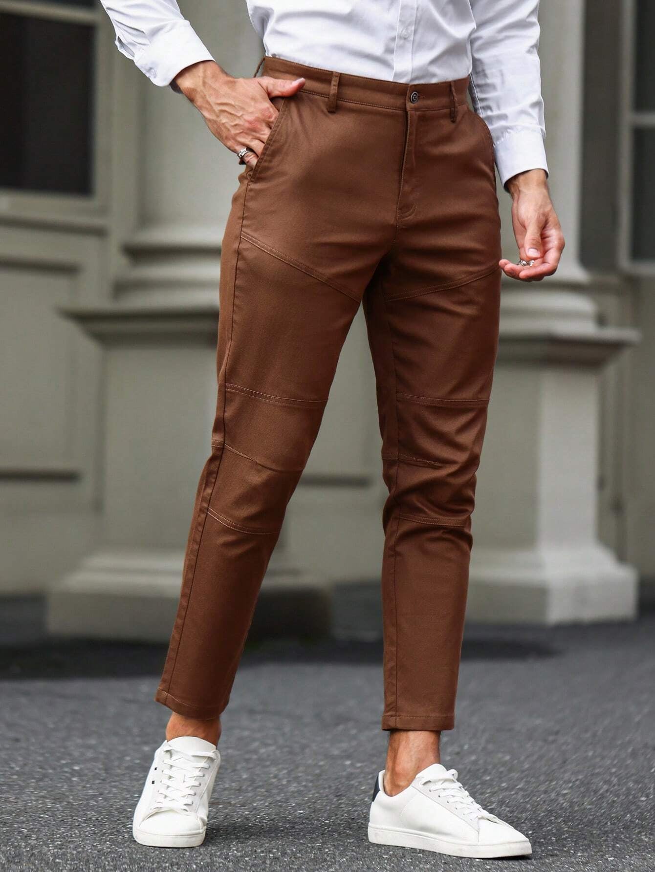 Manfinity Homme Men Slant Pocket Solid Pants