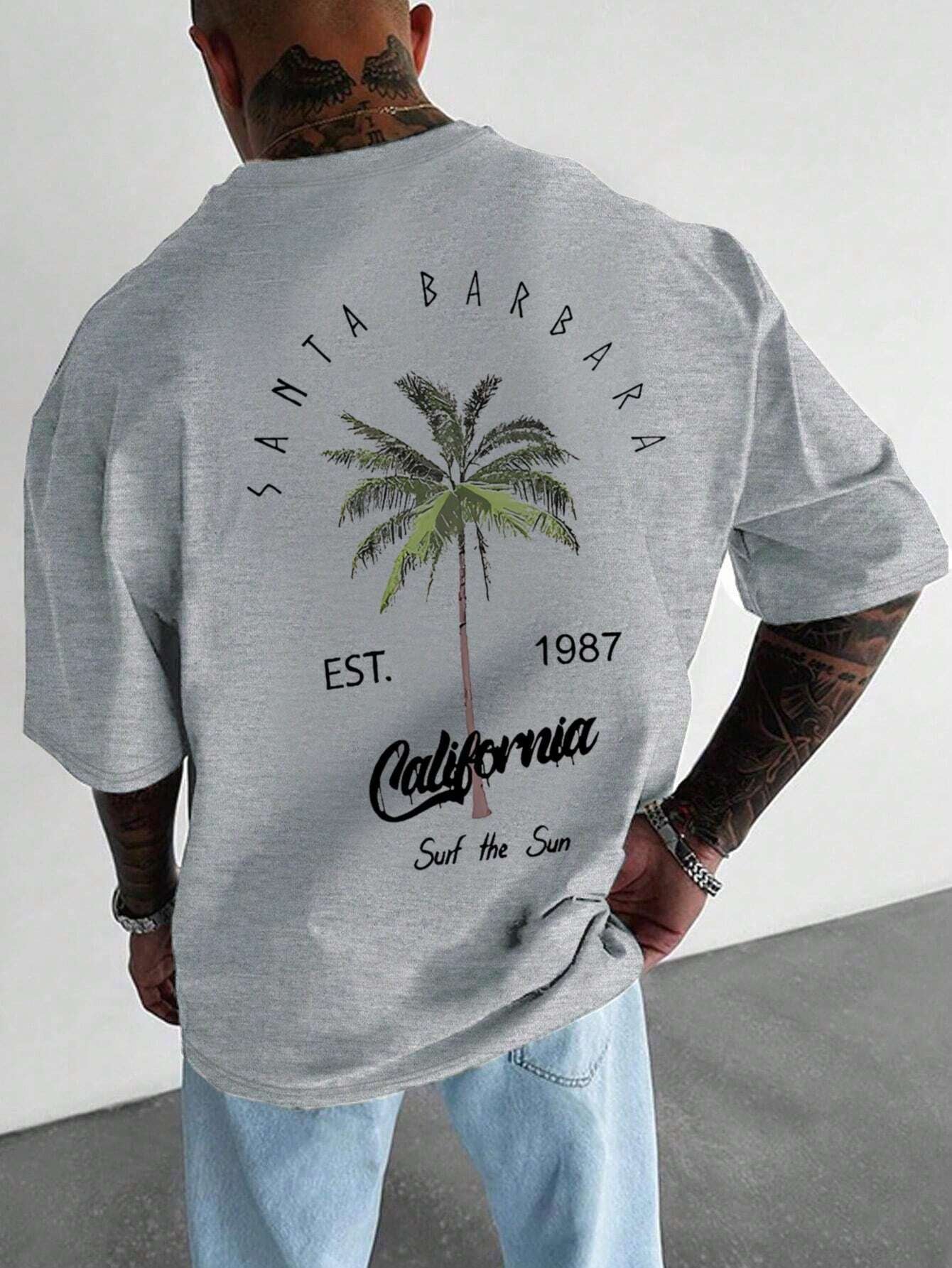 Men Coconut Tree & Letter Graphic Tee