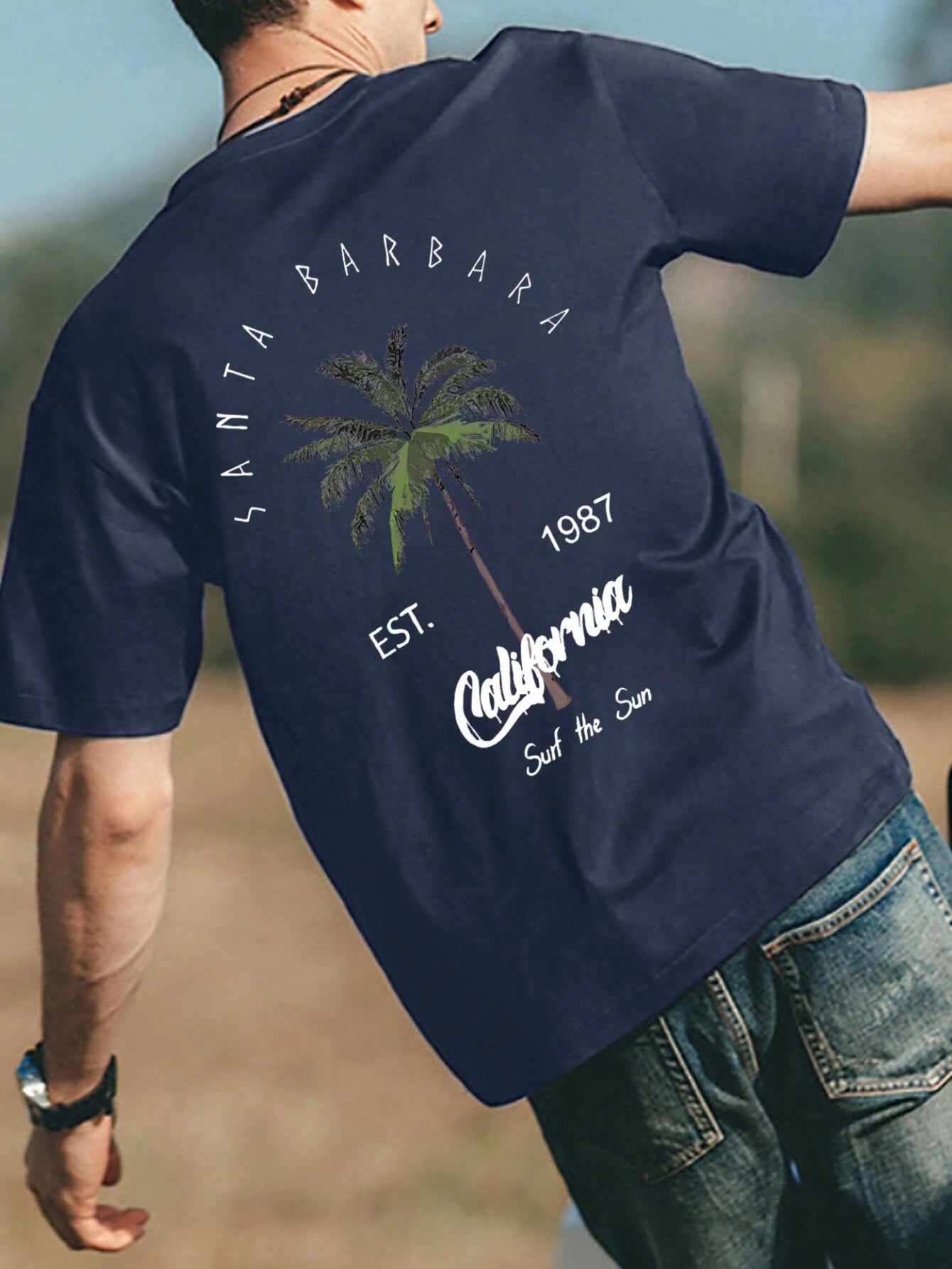 Men Coconut Tree & Letter Graphic Tee